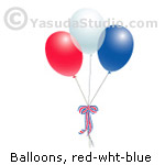 Balloons, red, white, blue