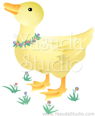 Duckling with Flower Wreath